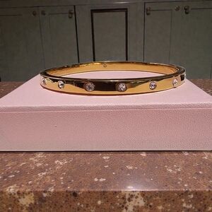 Kate Spade "Set In Stone" Hinged Gold Bangle with Crystals